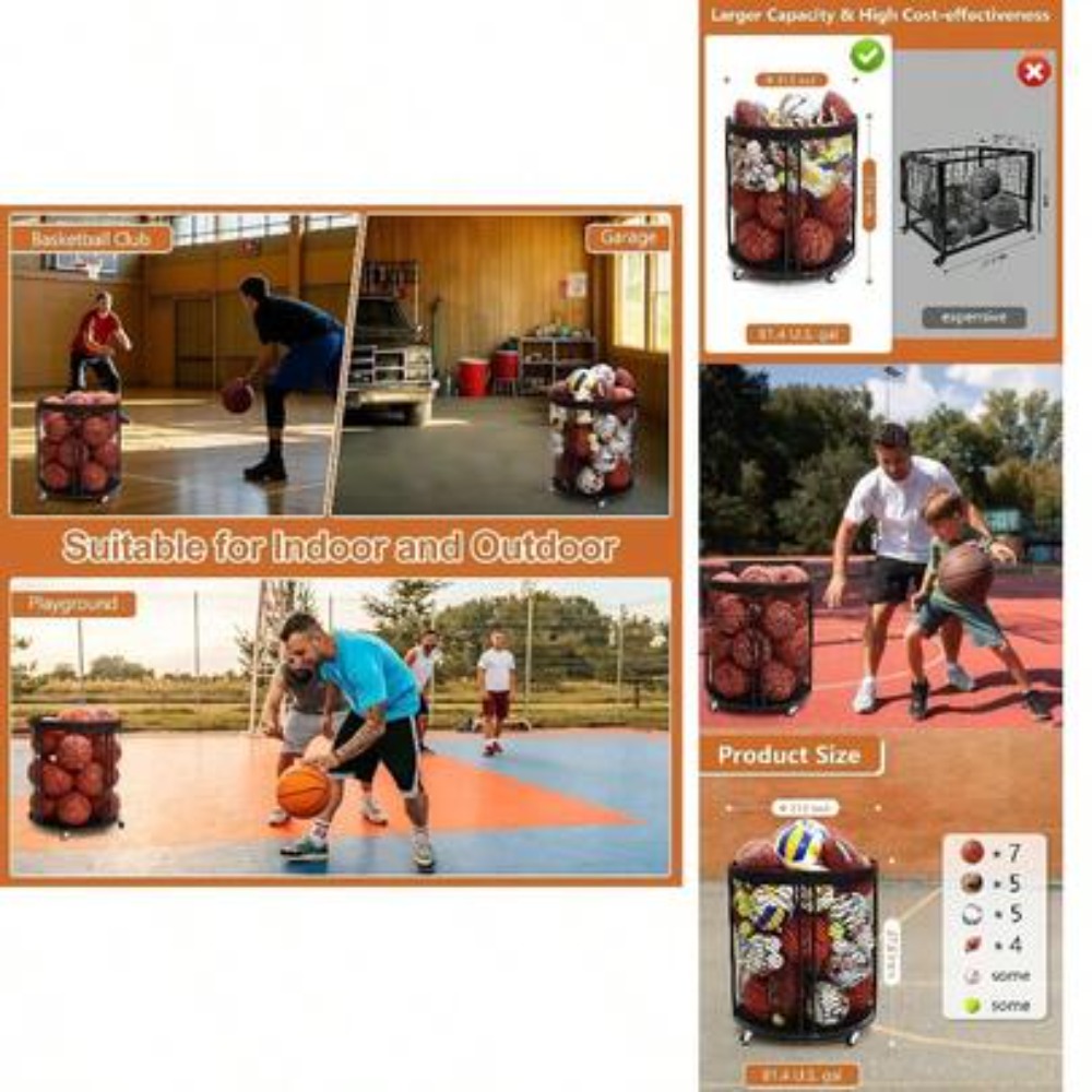 Troli Penyimpanan Bola Tahan B - Sports Equipment Volleyball ulasan dan harga