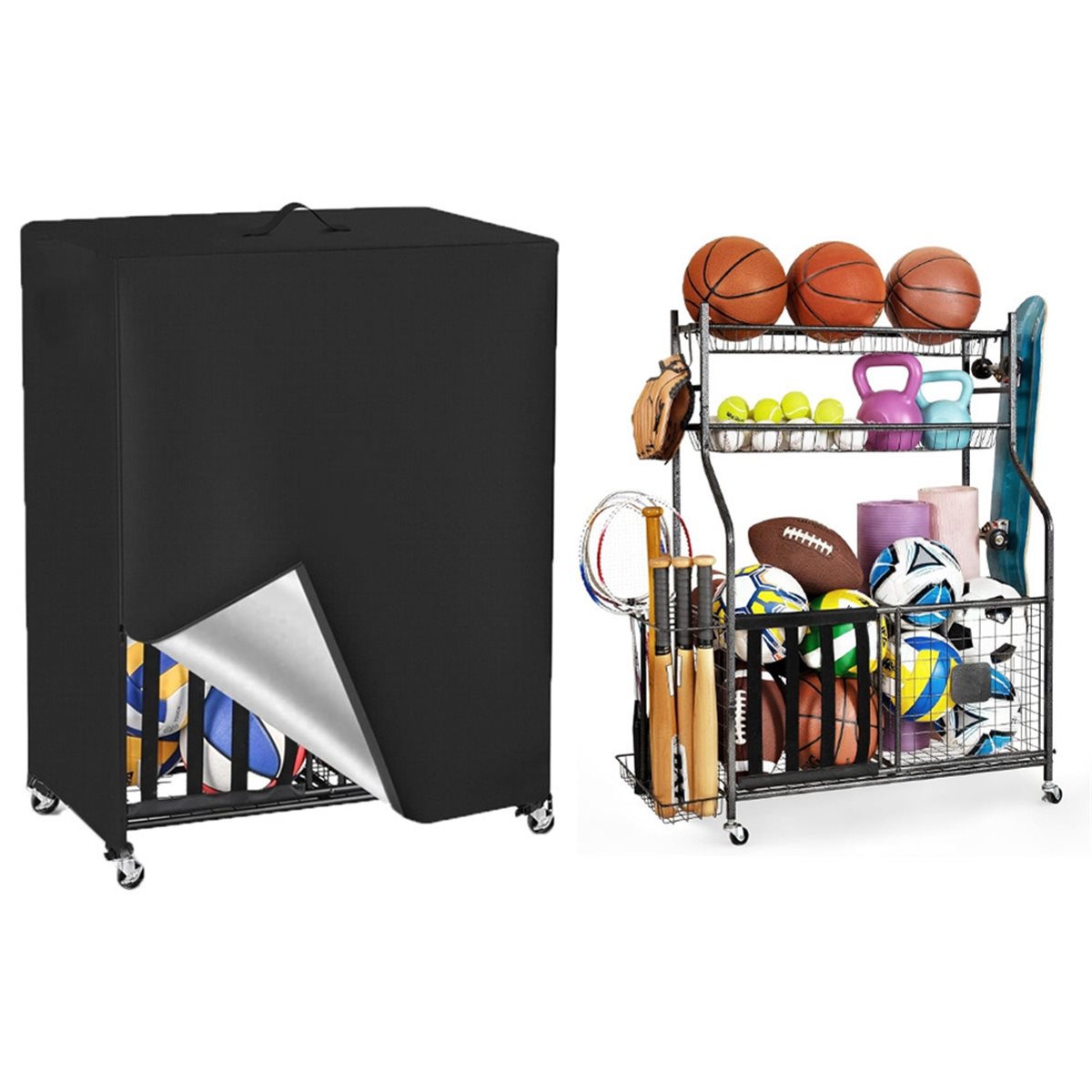 Penutup Rak Bola Basket Penutu - Sports Equipment Garage Organizer ulasan dan harga