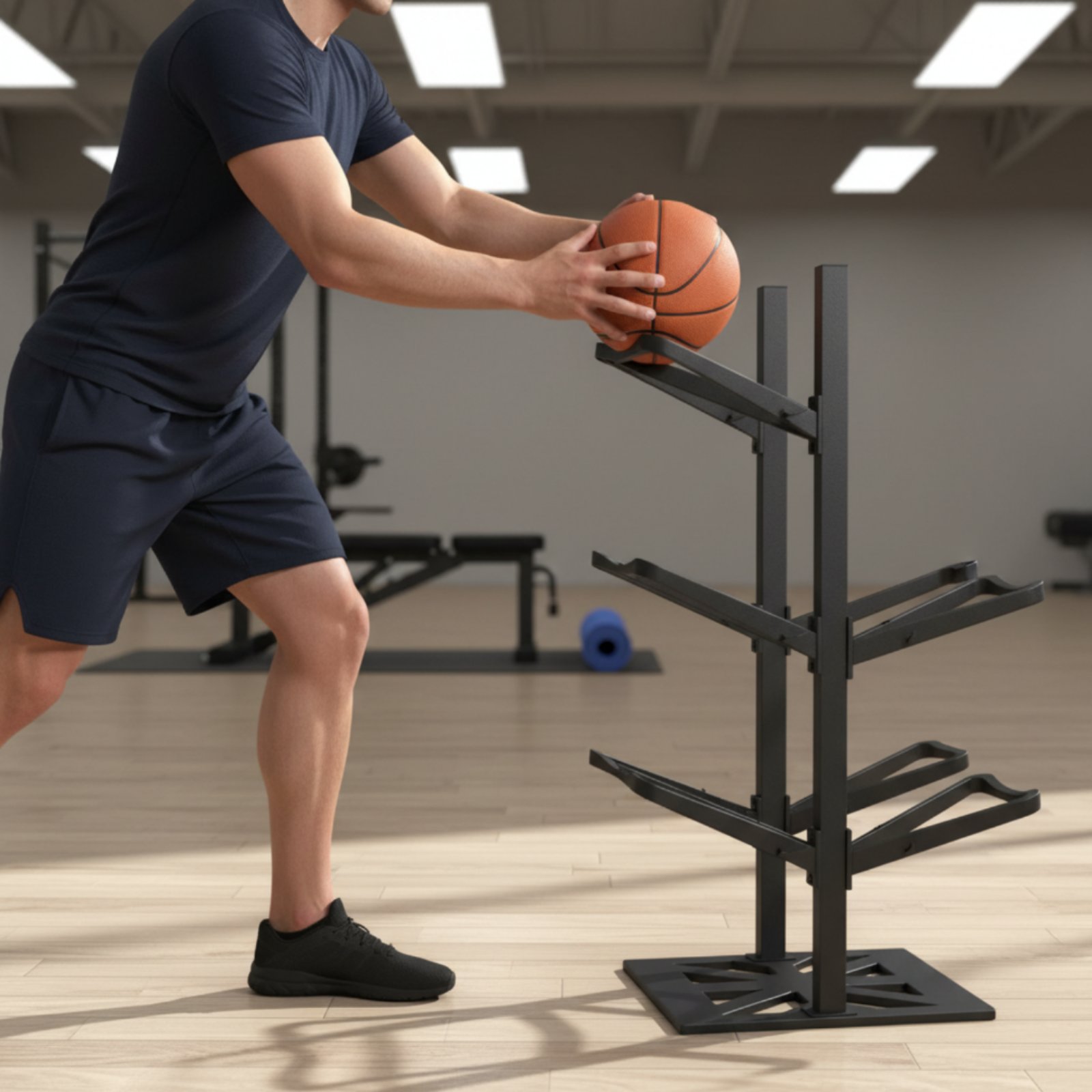 Rak Bola Basket Penghemat Ruan - Sports Equipment Garage Organizer ulasan dan harga