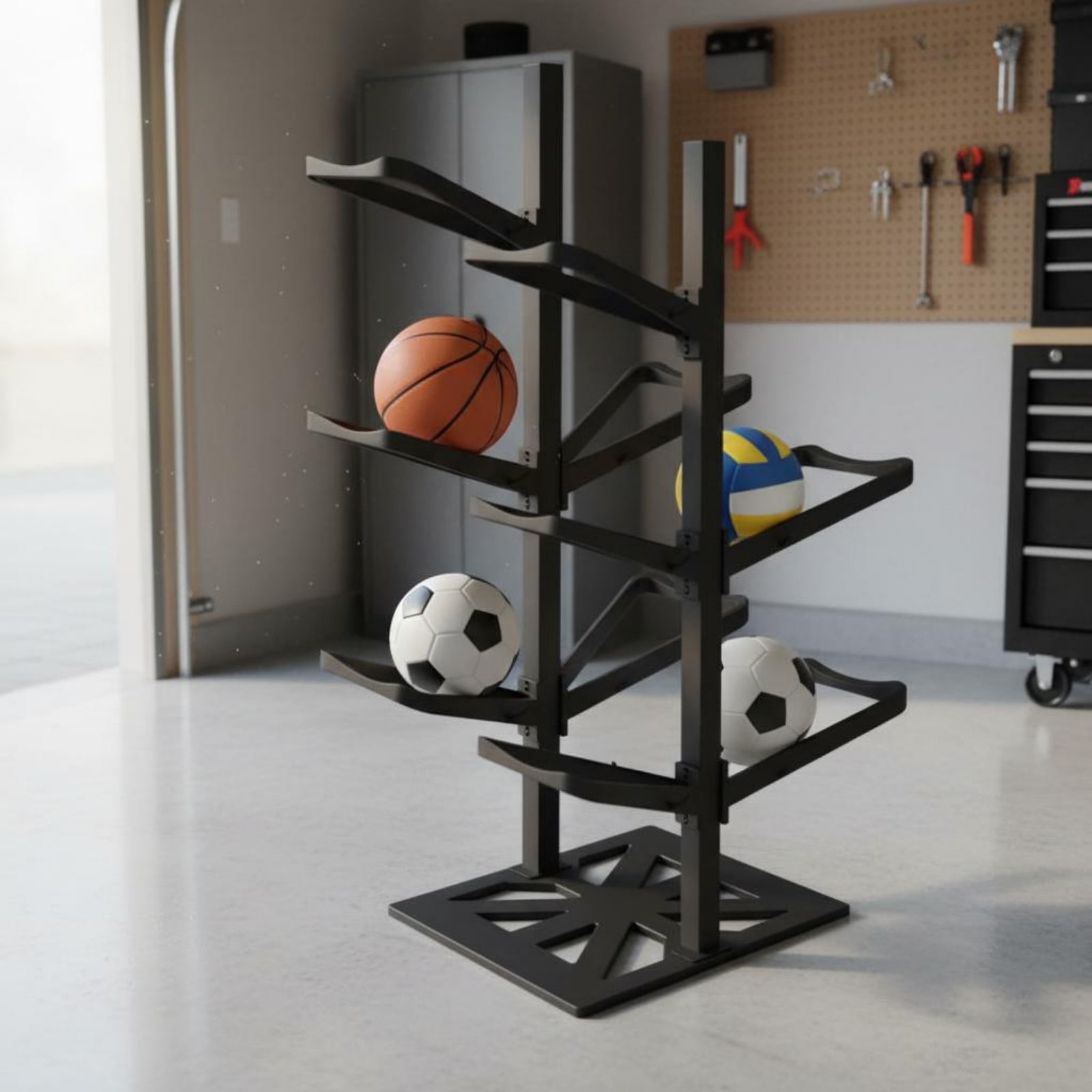 Rak Bola Basket Penghemat Ruan - Sports Equipment Garage Organizer ulasan dan harga